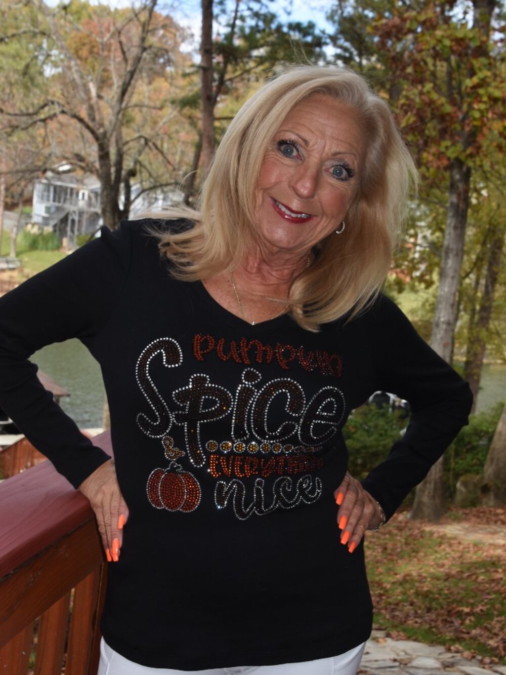 Fall Pumpkin spice Queen  rhinestone bling shirt XS  S M L XL XXL 1X 2X 3X 4X 5X